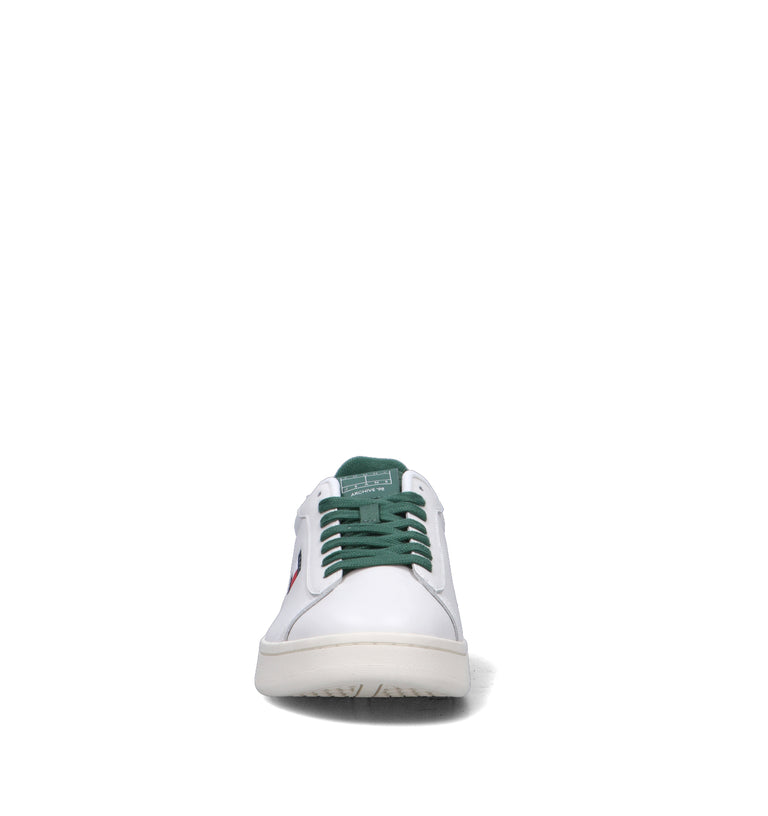 TOMMY HILFIGER JEANS Sneaker uomo bianca/verde in pelle
