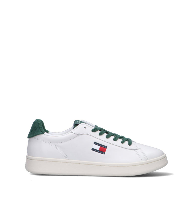 TOMMY HILFIGER JEANS Sneaker uomo bianca/verde in pelle