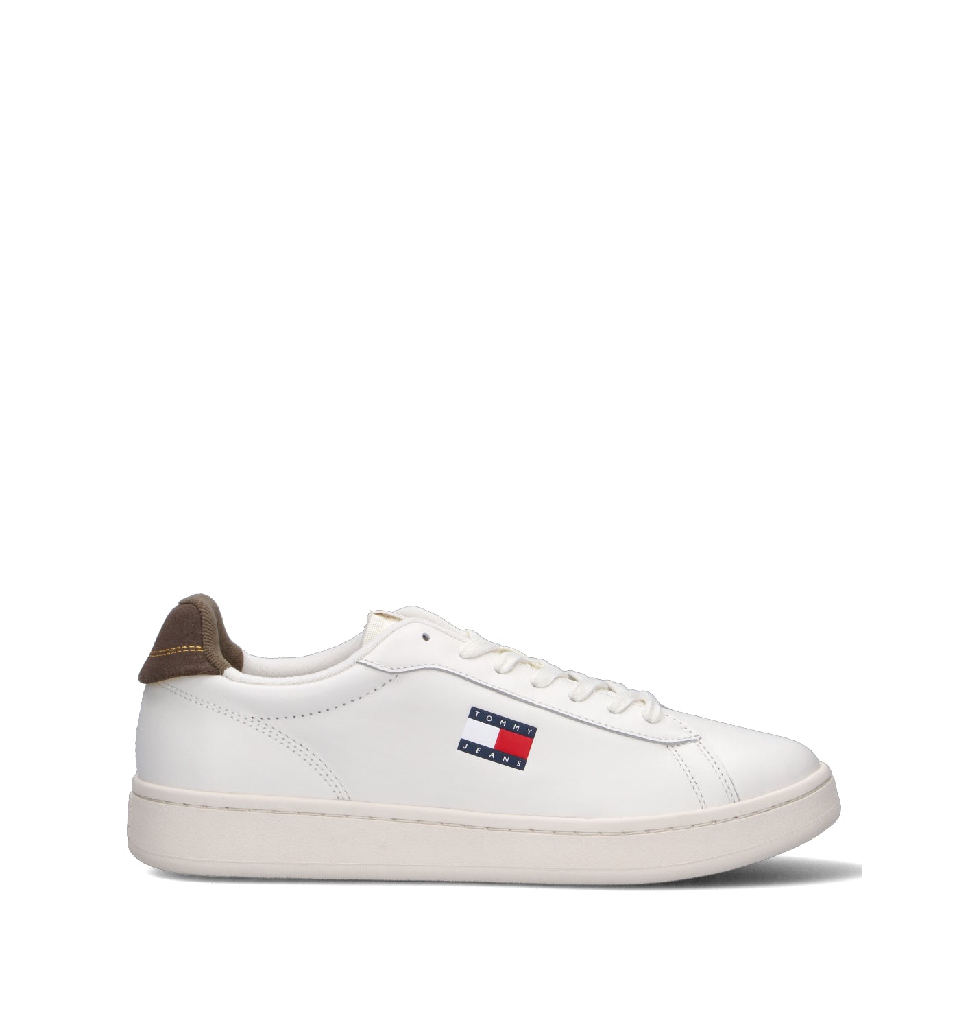 TOMMY HILFIGER JEANS Sneaker uomo bianca/marrone in pelle