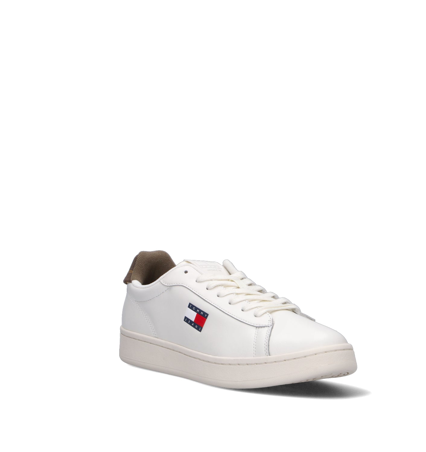 TOMMY HILFIGER JEANS Sneaker uomo bianca/marrone in pelle
