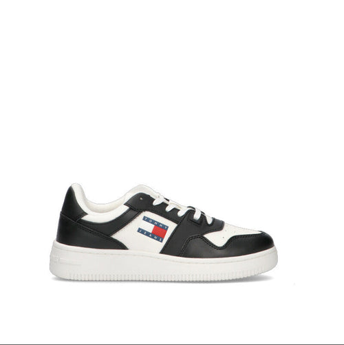 TOMMY HILFIGER JEANS Sneaker donna bianca/nera in pelle