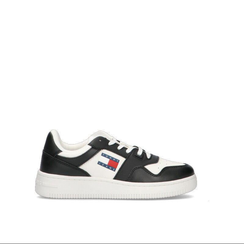 TOMMY HILFIGER JEANS Sneaker donna bianca/nera in pelle