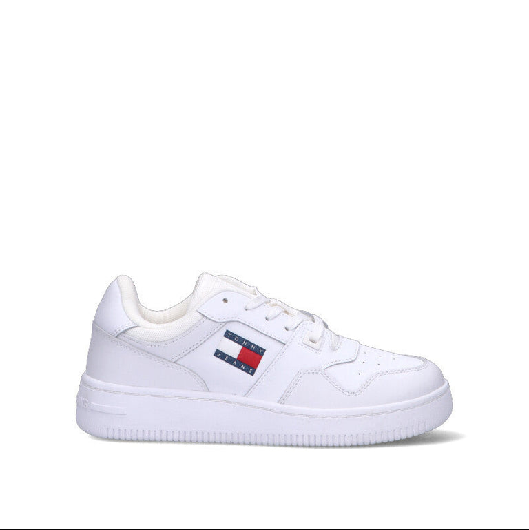TOMMY HILFIGER JEANS Sneaker donna bianca in pelle