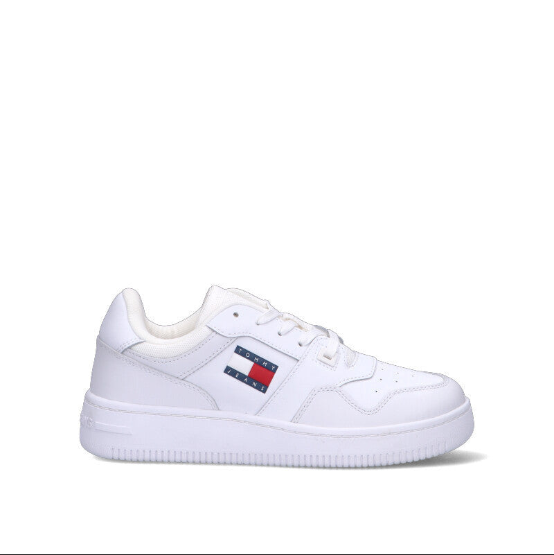 TOMMY HILFIGER JEANS Sneaker donna bianca in pelle