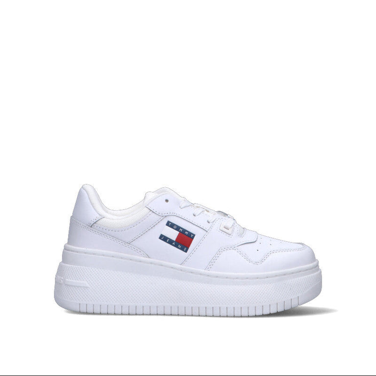 TOMMY HILFIGER JEANS Sneaker donna bianca in pelle