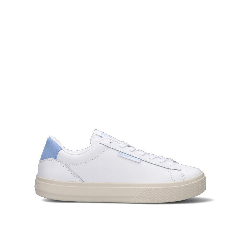 TOMMY HILFIGER JEANS Sneaker donna bianca/azzurra in pelle