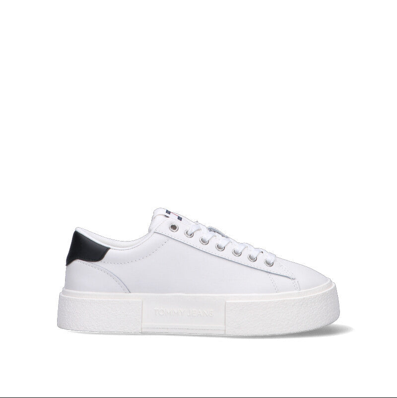 TOMMY HILFIGER JEANS Sneaker donna bianca/nera in pelle