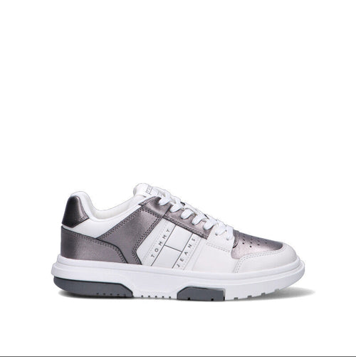 TOMMY HILFIGER JEANS Sneaker donna bianca/grigia in pelle