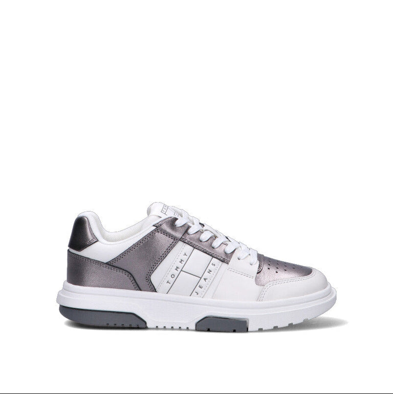 TOMMY HILFIGER JEANS Sneaker donna bianca/grigia in pelle