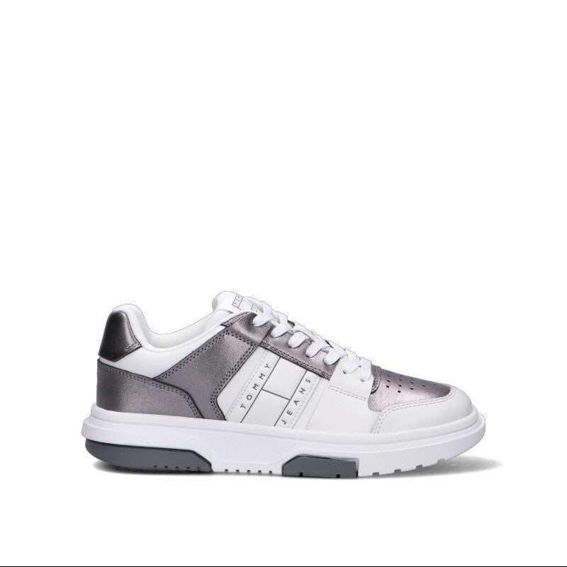 TOMMY HILFIGER JEANS Sneaker donna bianca/grigia in pelle