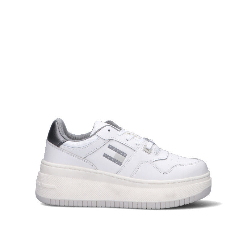 TOMMY HILFIGER JEANS Sneaker donna bianca in pelle