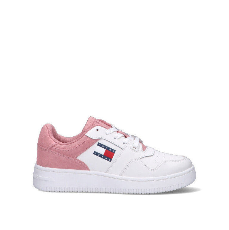 TOMMY HILFIGER JEANS Sneaker donna bianca/rosa in pelle