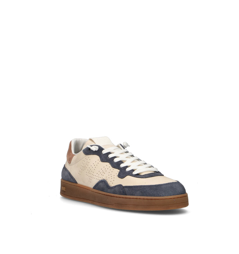 P448 Sneaker uomo panna/blu in nabuk