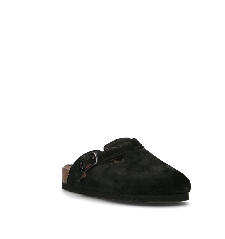 SCHOLL Sabot donna nero in suede