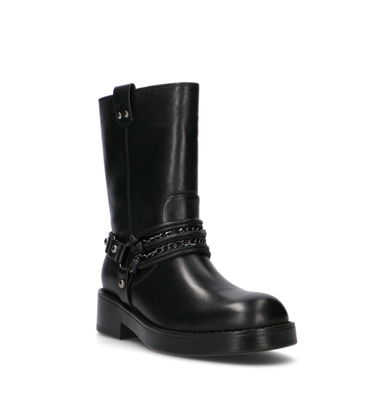 APEPAZZA Tronchetto donna nero in pelle