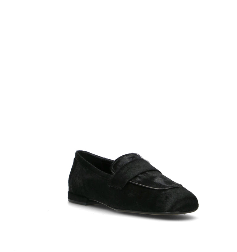 LOAFER Mocassino donna nero in cavallino