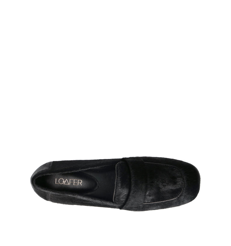 LOAFER Mocassino donna nero in cavallino