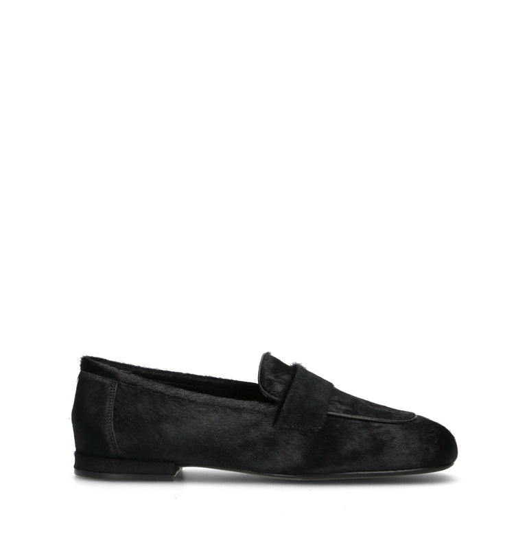 LOAFER Mocassino donna nero in cavallino