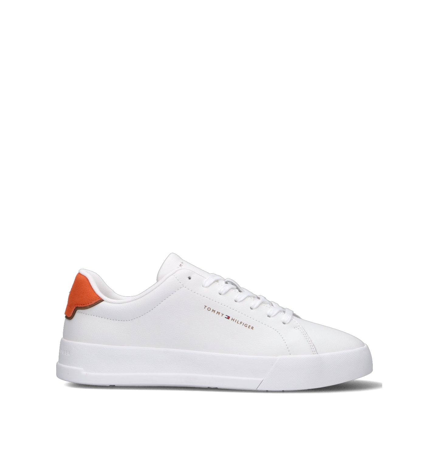 TOMMY HILFIGER JEANS Sneaker uomo bianca/arancio in pelle