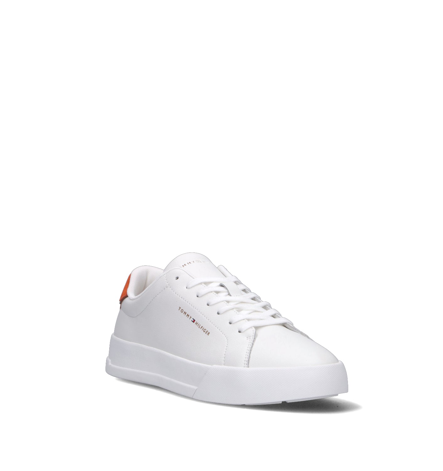 TOMMY HILFIGER JEANS Sneaker uomo bianca/arancio in pelle