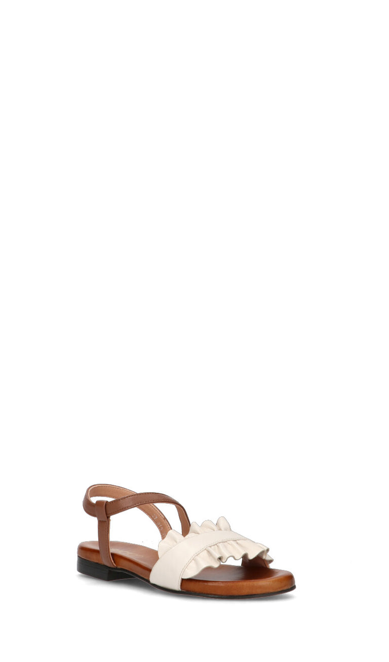 FRICKY Sandalo donna marrone/bianca in pelle