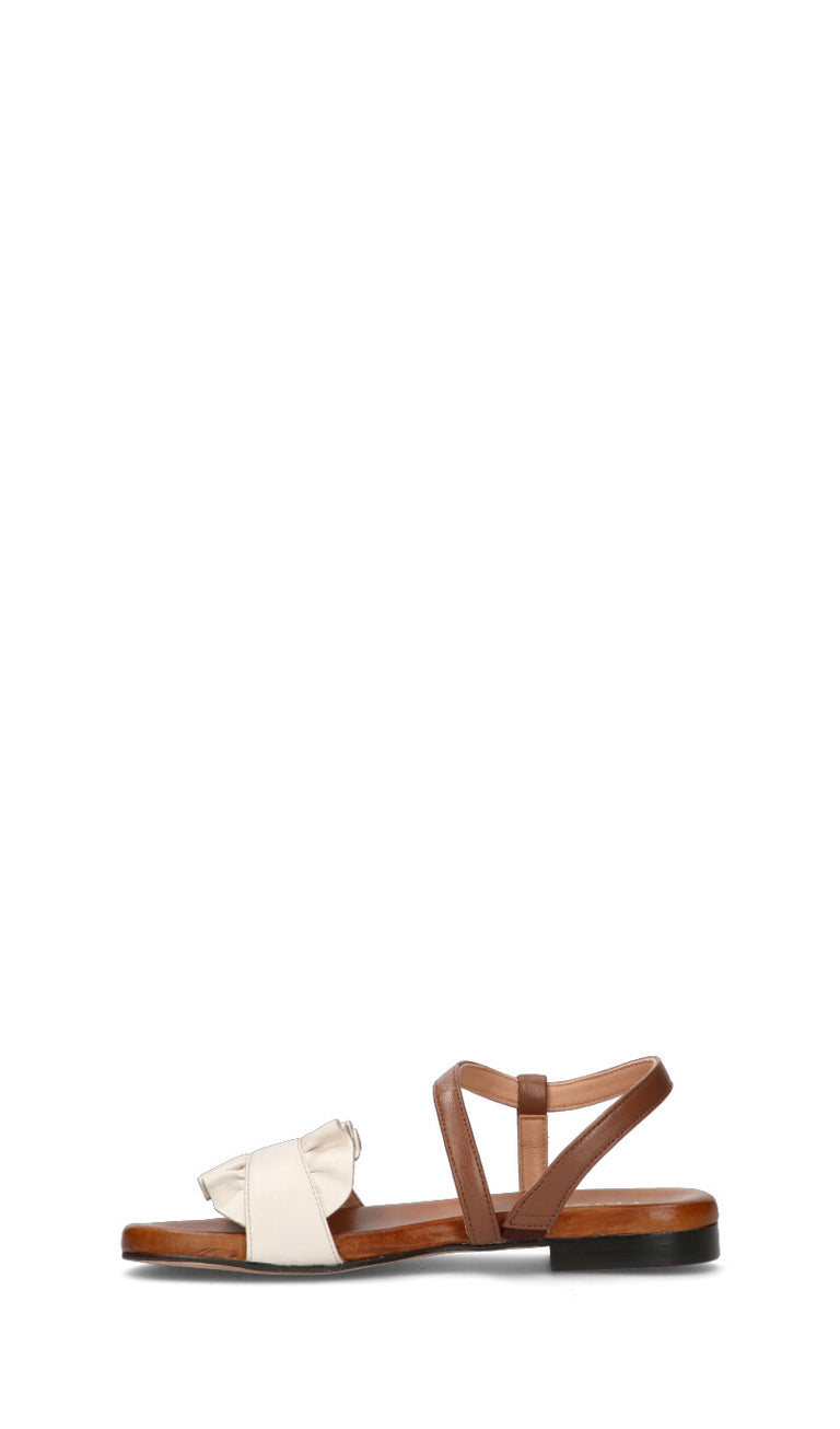 FRICKY Sandalo donna marrone/bianca in pelle