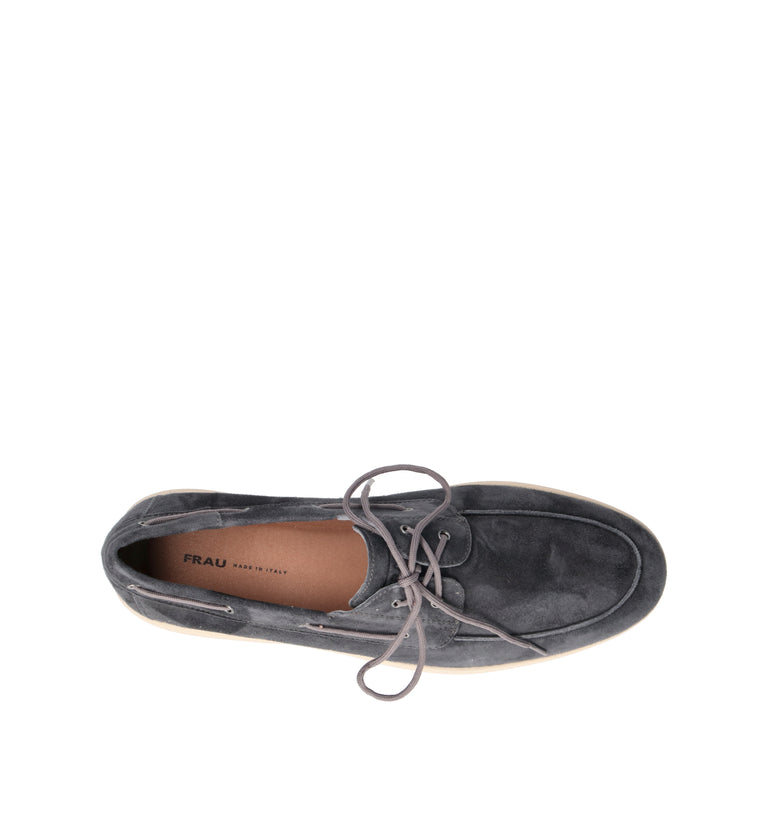 FRAU Scarpa barca uomo blu in suede