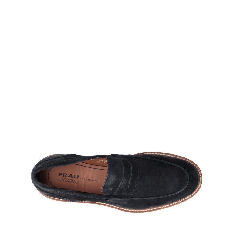FRAU Mocassino uomo blu in suede
