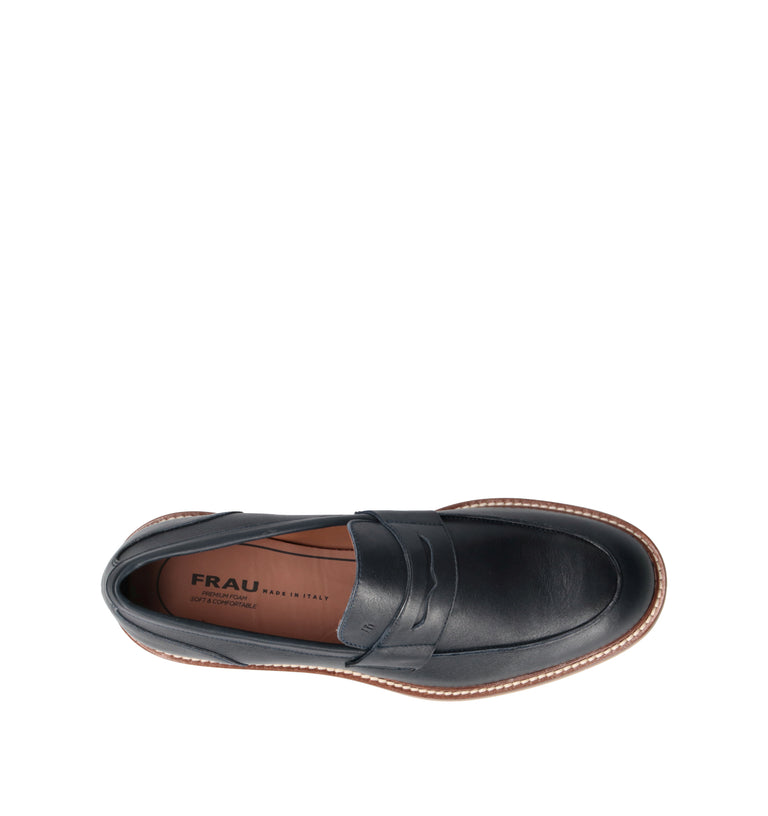 FRAU Mocassino uomo blu in pelle