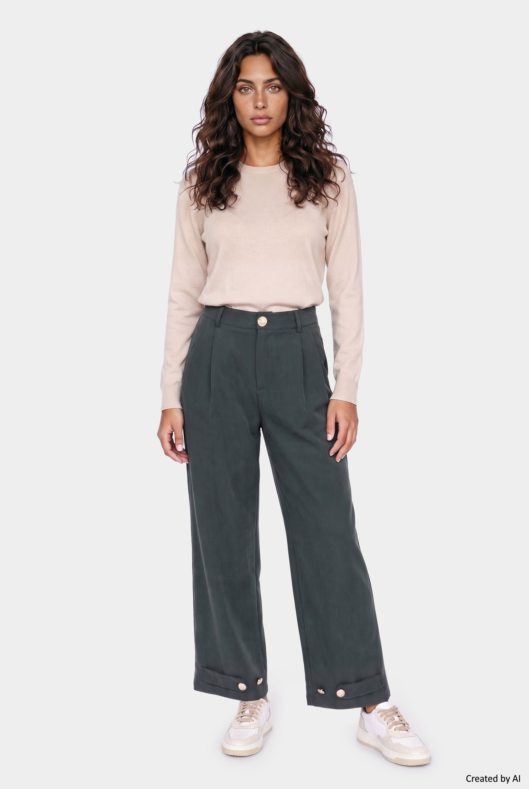 EASY PEASY Pantalone donna verde bosco