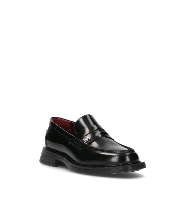 LORENZO MARI Mocassino donna nero in pelle