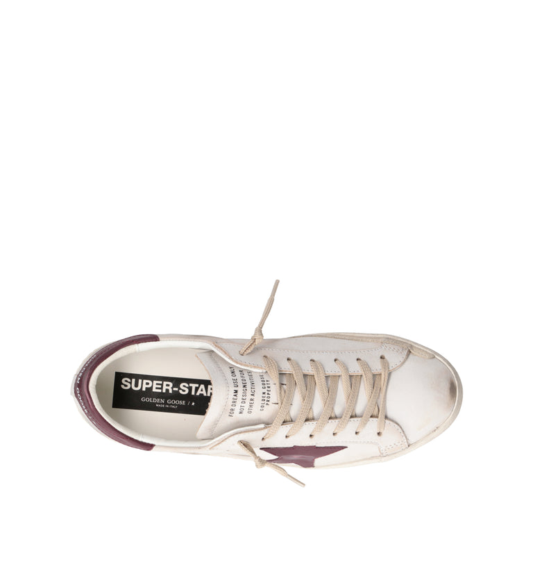 GOLDEN GOOSE SUPER-STAR CLASSIC WITH LIST Sneaker uomo bianca/bordeaux in pelle