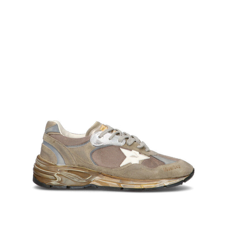 GOLDEN GOOSE Snekaer uomo beige in tessuto e pelle scamosciata