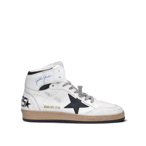 GOLDEN GOOSE - SKY STAR Sneaker donna bianca/nera in pelle