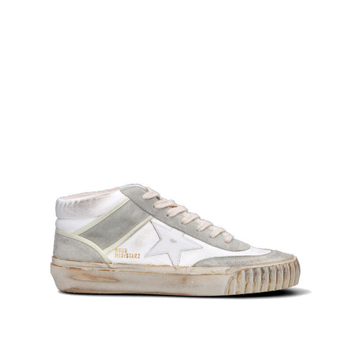 GOLDEN GOOSE MID-STAR Sneaker uomo bianca/grigia in pelle