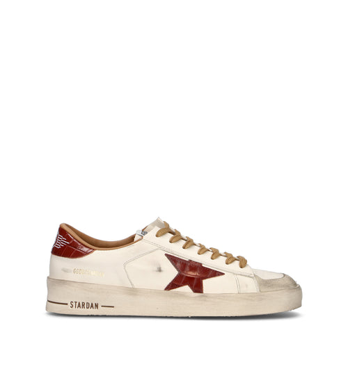 GOLDEN GOOSE STARDAN Sneaker uomo bianca/rossa in pelle