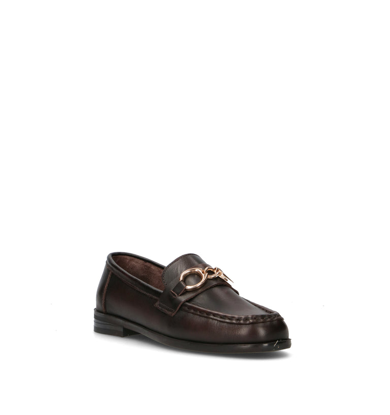 GRAFIA Mocassino donna marrone in pelle