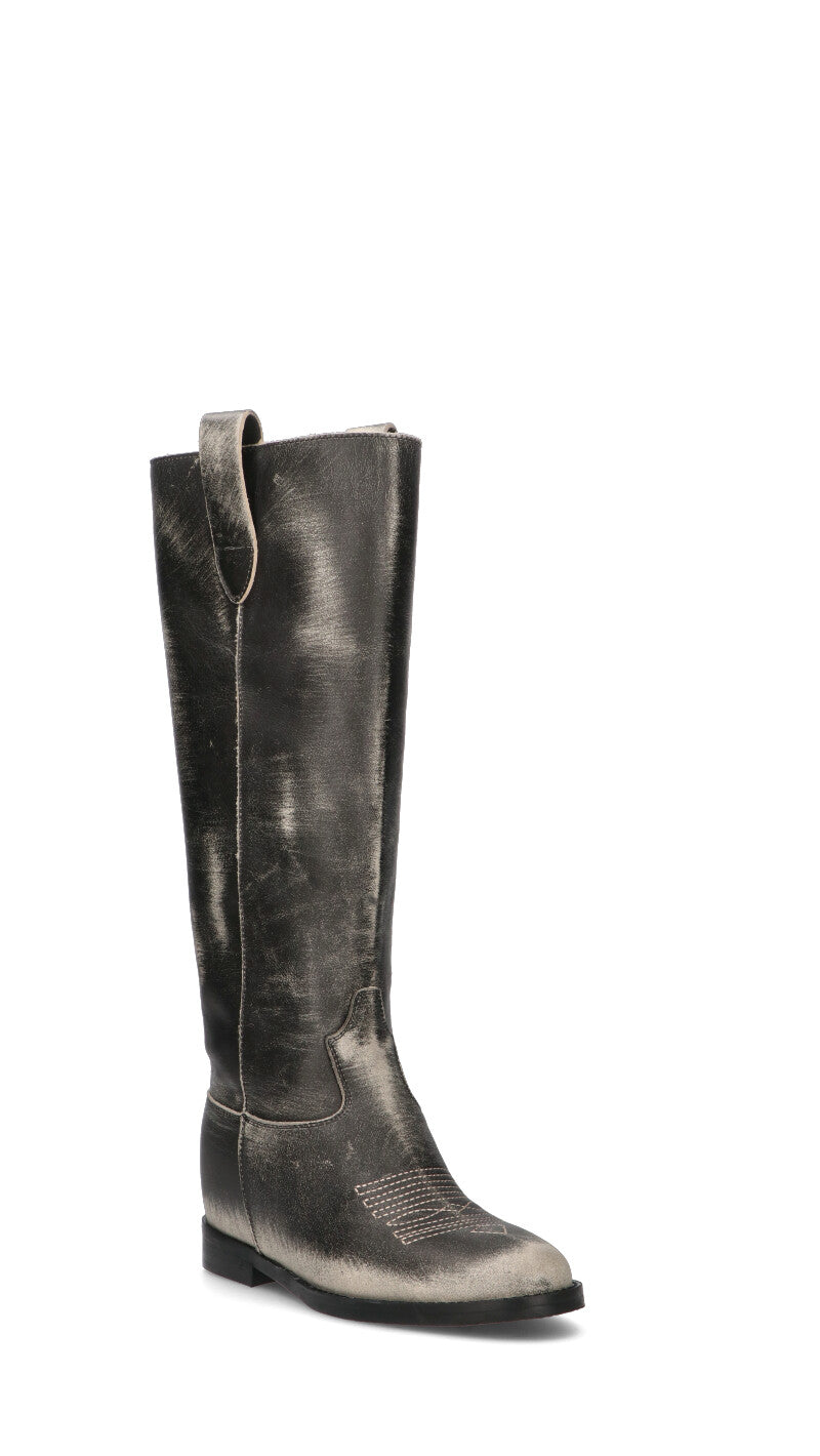 PHIL MELVIS Stivale donna nero in pelle