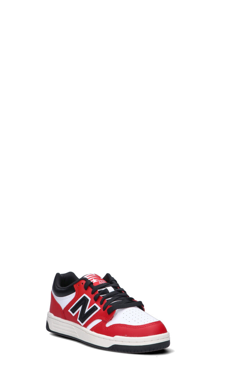 NEW BALANCE 480 Sneaker ragazzo rossa, nera e bianca in pelle