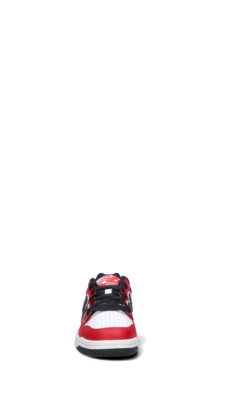 NEW BALANCE 480 Sneaker ragazzo rossa, nera e bianca in pelle