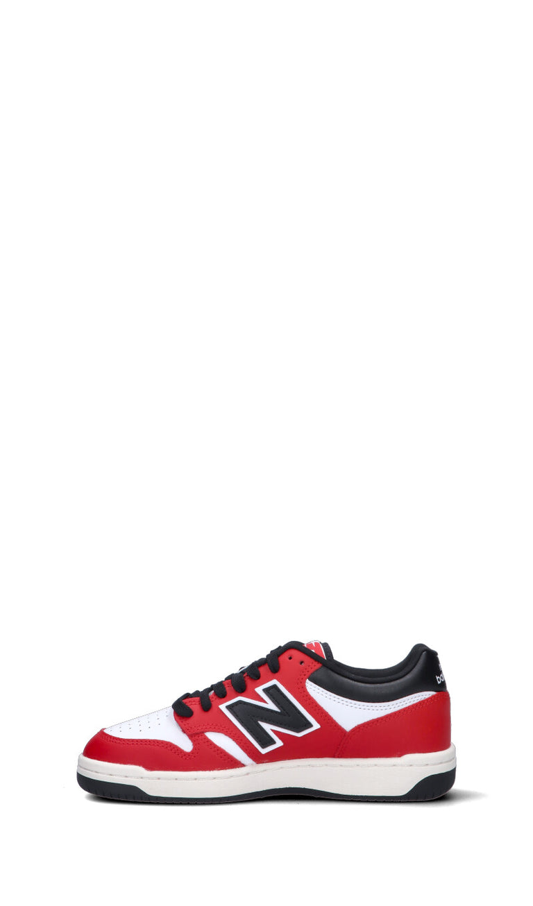 NEW BALANCE 480 Sneaker ragazzo rossa, nera e bianca in pelle