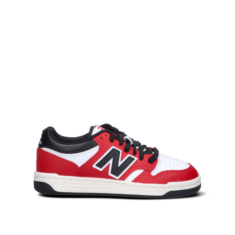 NEW BALANCE 480 Sneaker ragazzo rossa, nera e bianca in pelle