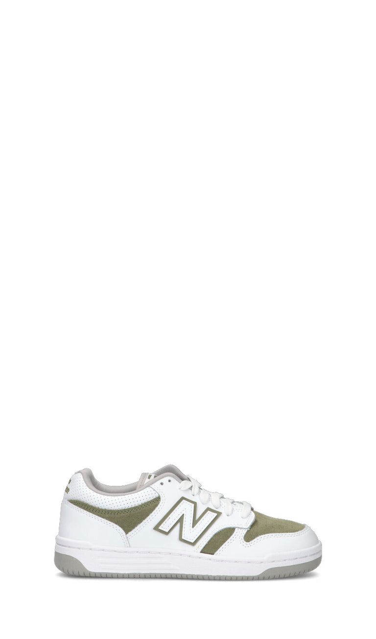NEW BALANCE 480 Sneaker ragazzo bianca/militare in pelle