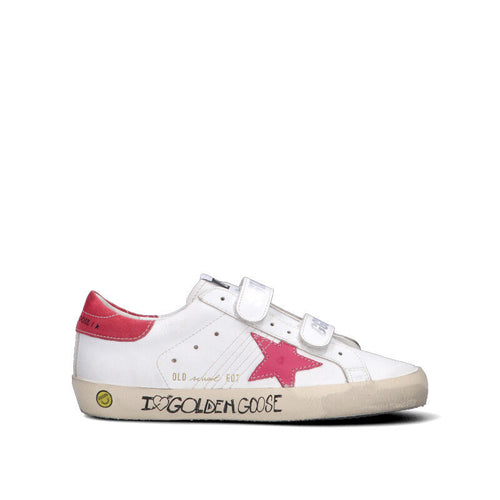 GOLDEN GOOSE Sneaker ragazza bianca/fucsia in pelle