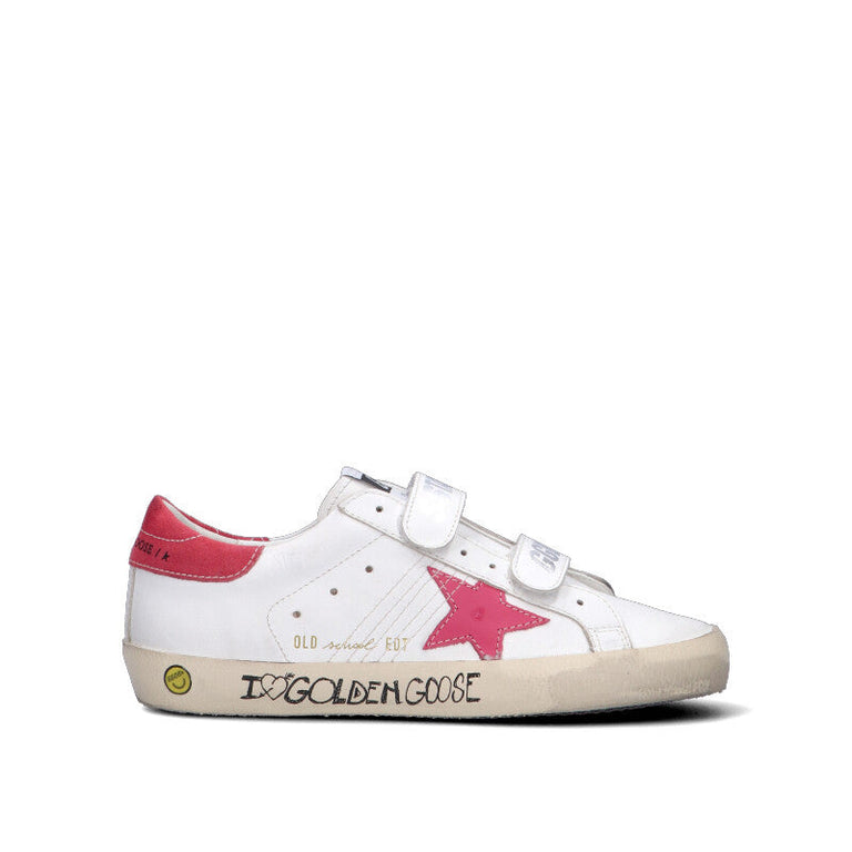 GOLDEN GOOSE Sneaker ragazza bianca/fucsia in pelle