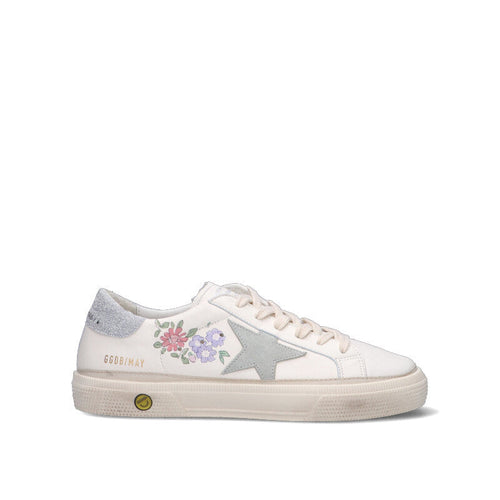 GOLDEN GOOSE - MAY Sneaker ragazza bianca/argento in pelle