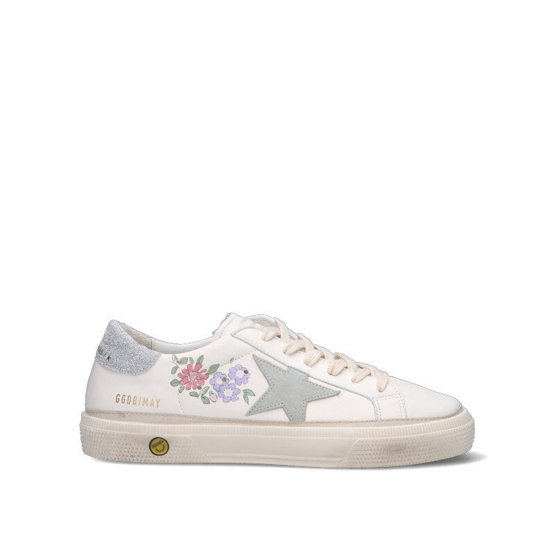 GOLDEN GOOSE - MAY Sneaker ragazza bianca/argento in pelle