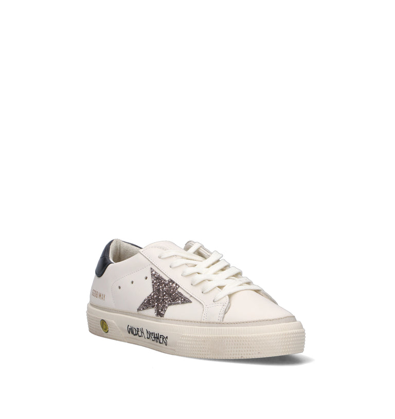GOLDEN GOOSE MAY Sneaker ragazzi bianca in pelle