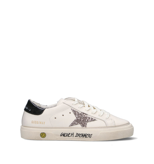 GOLDEN GOOSE MAY Sneaker ragazzi bianca in pelle