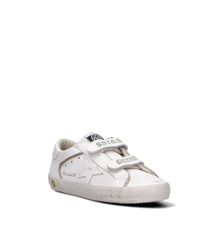 GOLDEN GOOSE OLD SCHOOL DOUBLE QUARTER WITH LIST Sneaker ragazzi bianca in pelle